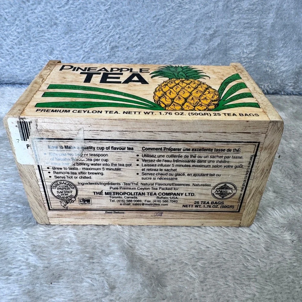 Vintage Pineapple Tea‎ Wooden Box Ceylon Tea Metropolitan Tea Advertising